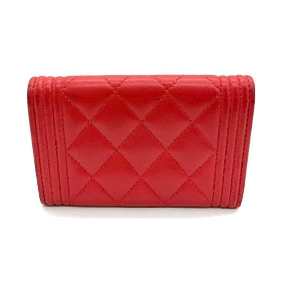 Chanel Accessories Boy Business Card Holder/Card Case Red Matelasse Coco Mark... - Picture 2 of 6